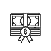 An icon of a stack of banknotes to represents the seed grant to be won