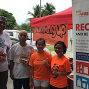 WormingUp trading domestic recyclables for Shell branded giveaways at a Shell station in Kuching, Sarawak.